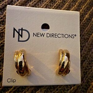 New Directions Shiny Gold Clip Earrings